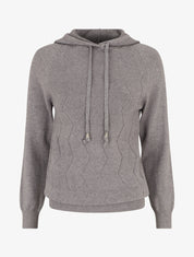 Pull à capuche en maille zig-zag - Gris - 1