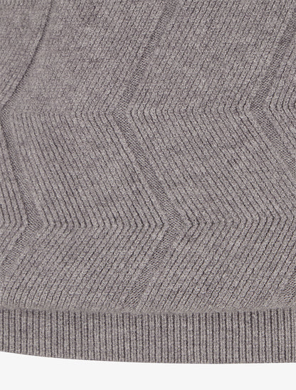 Pull à capuche en maille zig-zag - Gris - 3