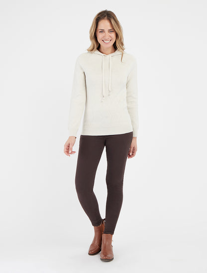 Gebreide zigzag-hoodie - Ecru