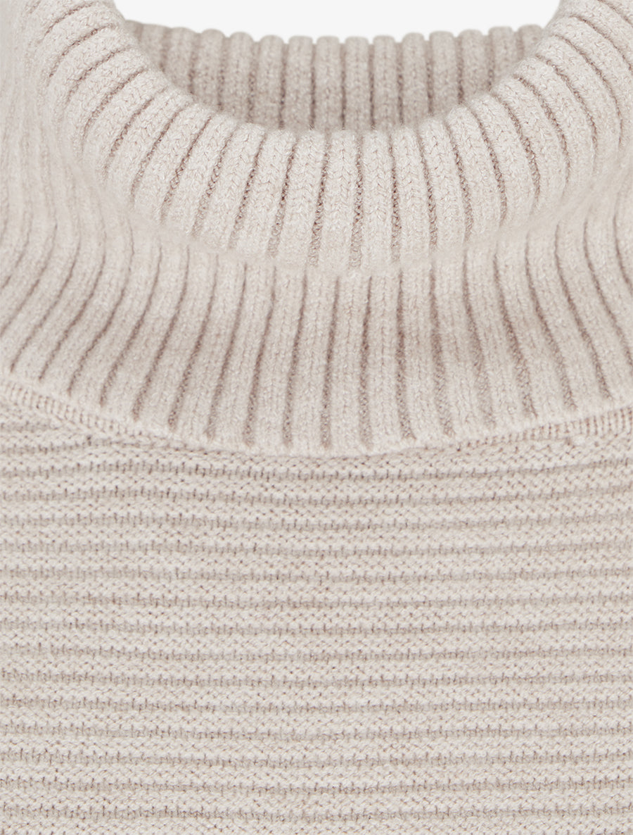 Pull droit à col roulé - Beige - 3