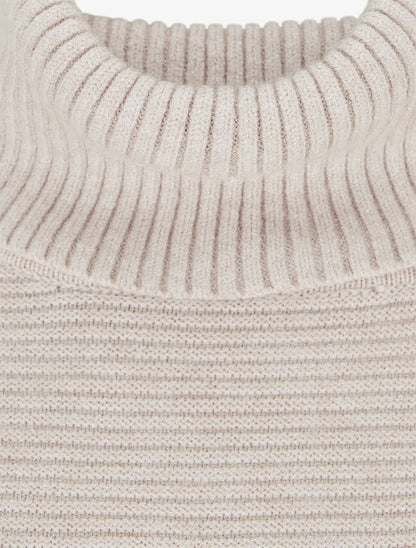 Pull droit à col roulé - Beige - 3