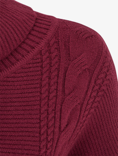 Pull droit à col roulé - Lie de vin - 3