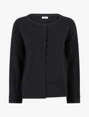 Gilet uni à col boutonné - Noir - 1