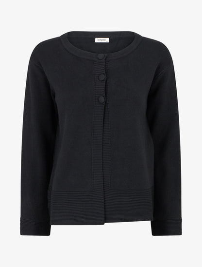 Gilet uni à col boutonné - Noir - 1