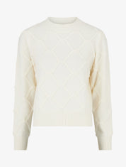 Pull à col rond effet quadrillé - Écru - 1