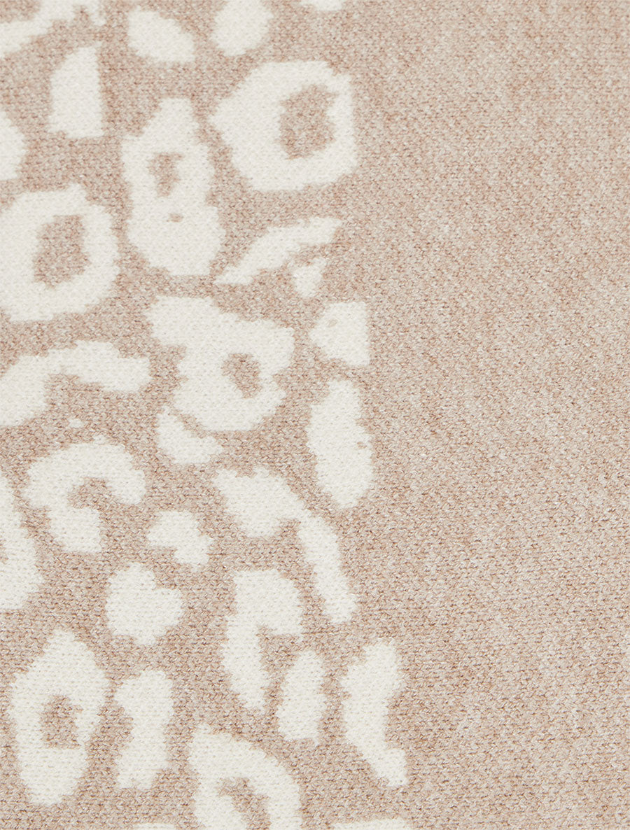 Pull ample à col montant imprimé léopard - Taupe clair - 3