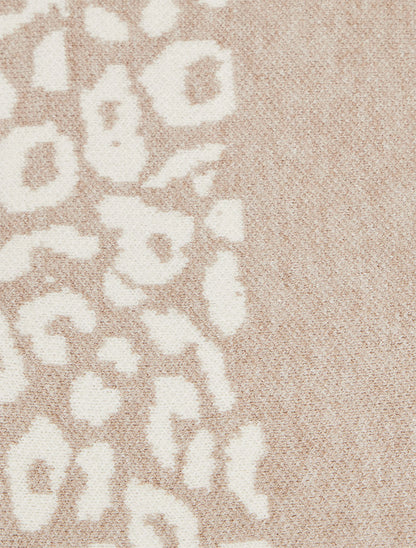 Pull ample à col montant imprimé léopard - Taupe clair - 3