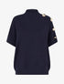 Pull uni à empiècement bijoux - Marine - 1