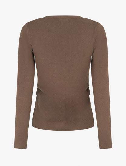 Pull asymétrique à empiècement bijou M - Marron - 2