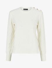 Pull droit en maille fantaisie - Blanc - 1