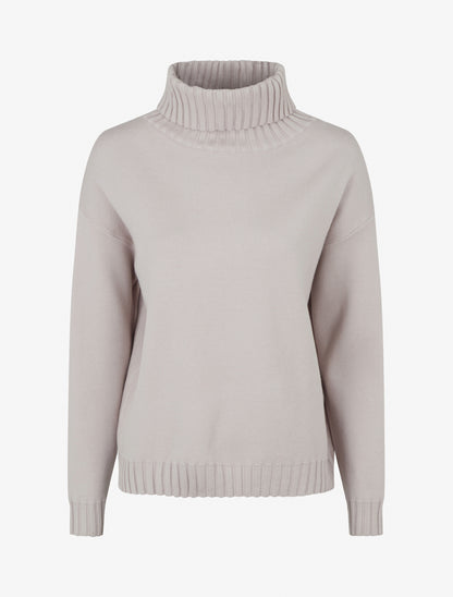 Pull droit uni à col roulé - Taupe - 1