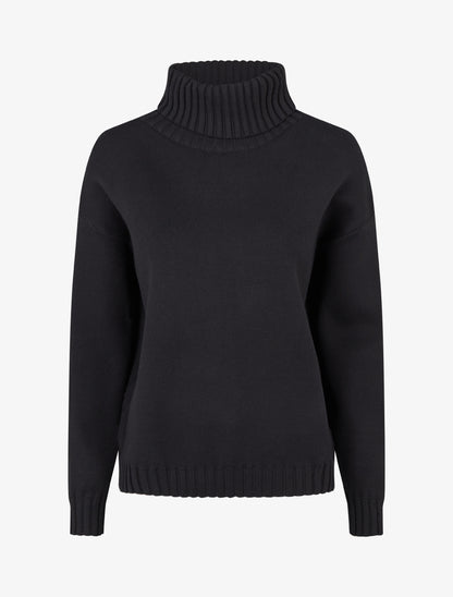 Pull droit uni à col roulé - Noir - 1