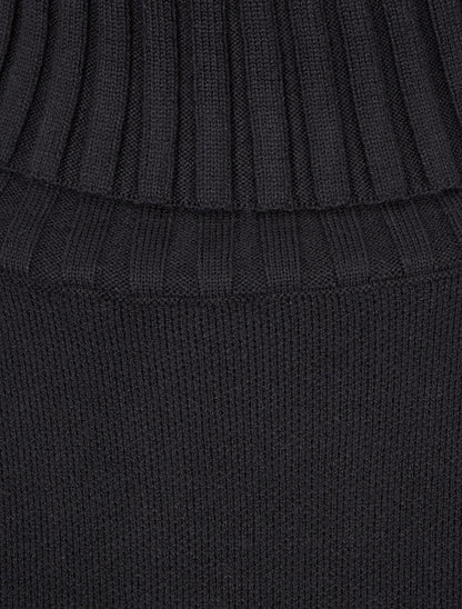 Pull droit uni à col roulé - Noir - 3