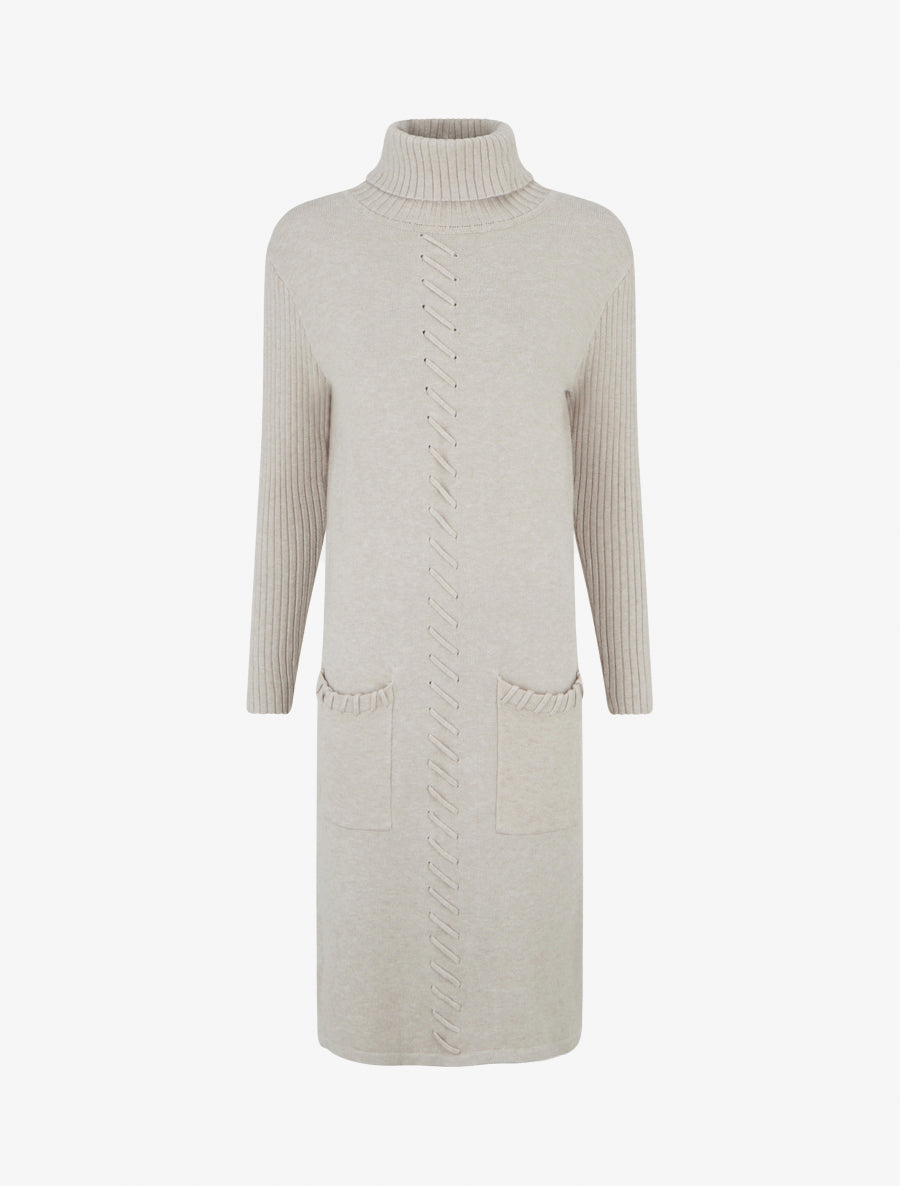 Robe pull à col roulé - Taupe - 1