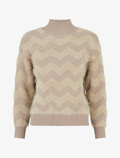 Pull droit uni duveteux - Taupe - 1