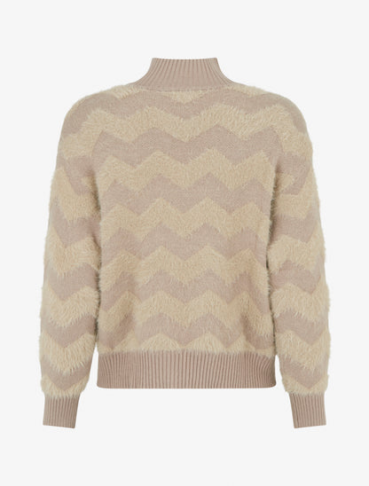 Pull droit uni duveteux - Taupe - 2