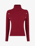 Pull fin à roulé et boutons décoratifs - Bordeaux - 1