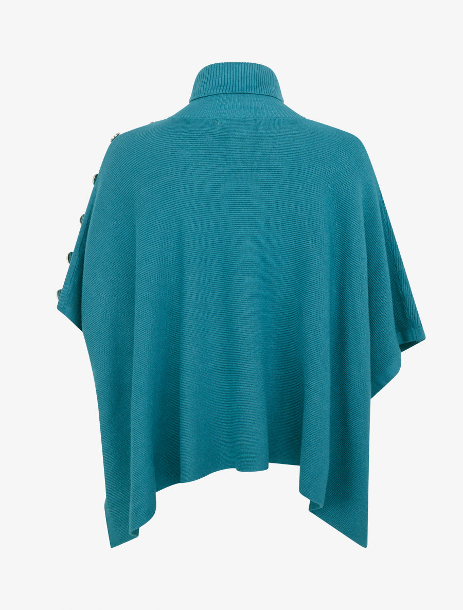 Poncho côtelé à col roulé - Bleu canard - 2