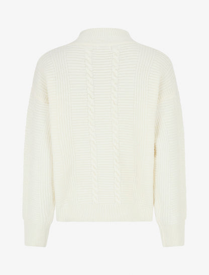 Pull uni texturé en maille - Écru - 2