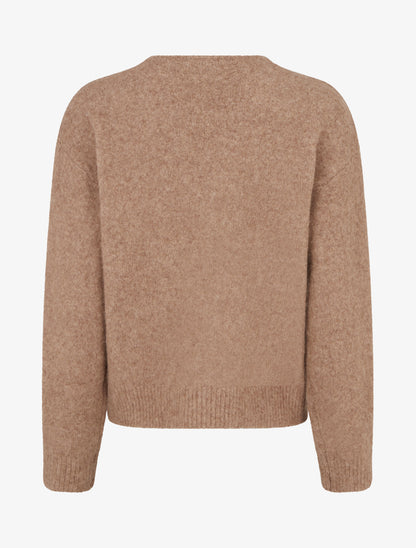 Pull duveteux à fleurs brodées - Camel - 2