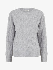Pull droit en maille fantaisie - Gris - 1