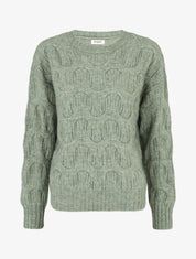 Pull droit en maille fantaisie - Vert olive - 1