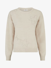 Pull uni à motif fantaisie - Beige - 1