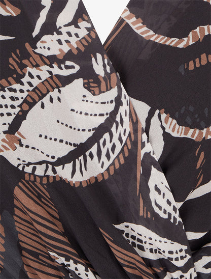 Robe mi-longue à taille élastiquée - Noir - 3