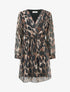 Robe mi-longue texturée imprimé léopard - Noir - 1