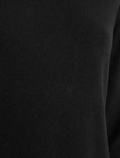 Pull fin uni à col rond - Noir - 3