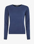 Pull fin uni à col rond - Marine - 1