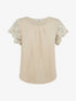 Top uni à manches courtes brodées - Beige - 1
