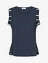 Top uni à détail effet cordes et broderies ajourés - Marine - 1