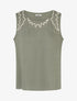 Top uni à détail broderies vagues - Kaki - 1
