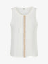 Top sans manches à col rond et broderie - Écru - 1