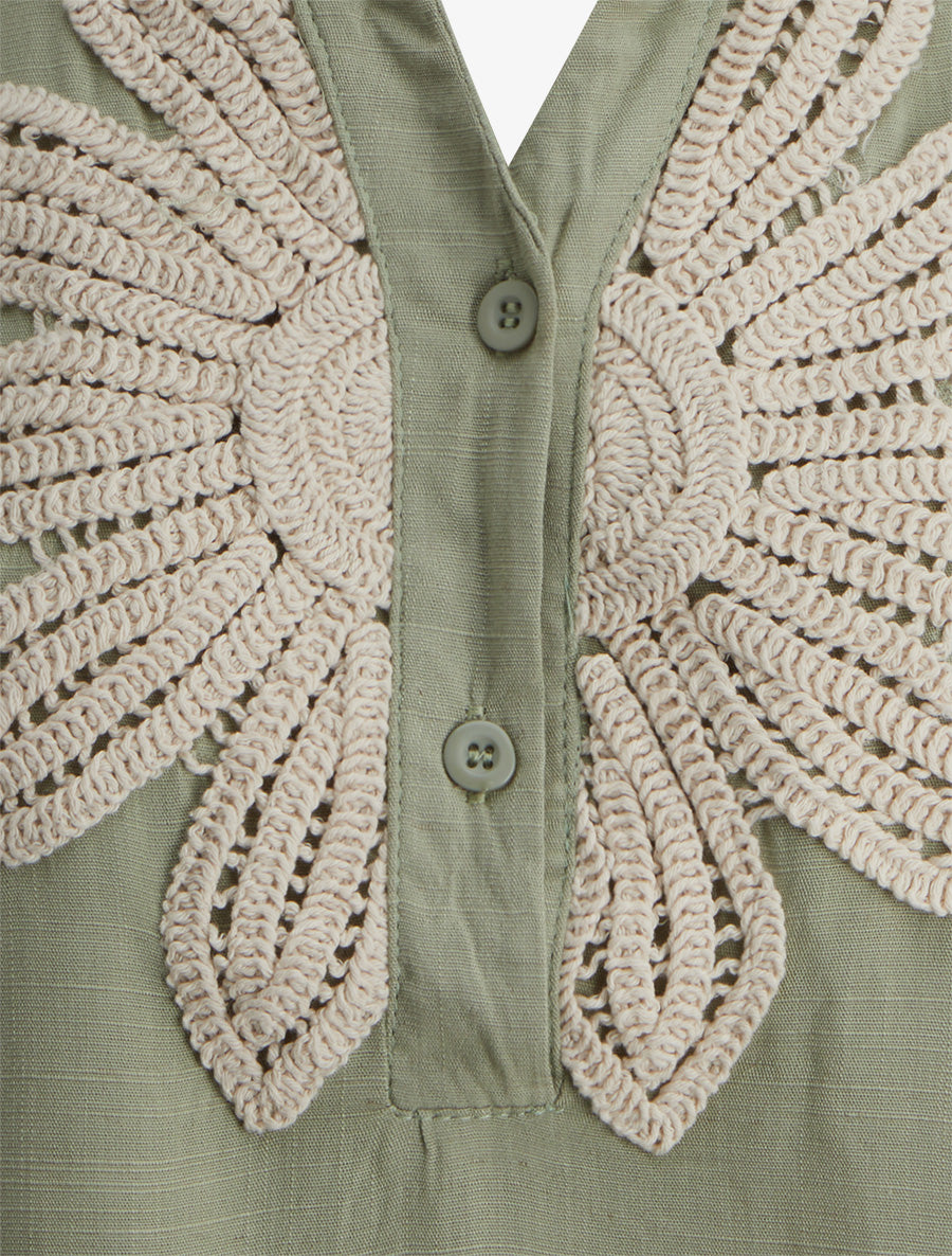 Chemisier sans manches à broderie floral - Vert amande - 3