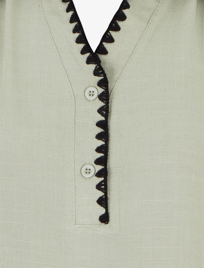 Chemisier sans manches à col brodé - Vert amande - 3