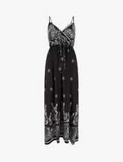 Robe longue imprimé arabesque fleuri - Noir - 1