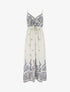 Robe longue imprimé arabesque fleuri - Blanc - 1