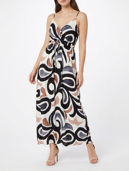 Lange jurk met fantasieprint - Zwart