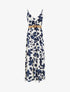 Robe longue évasée imprimé grandes fleurs - Marine - 1
