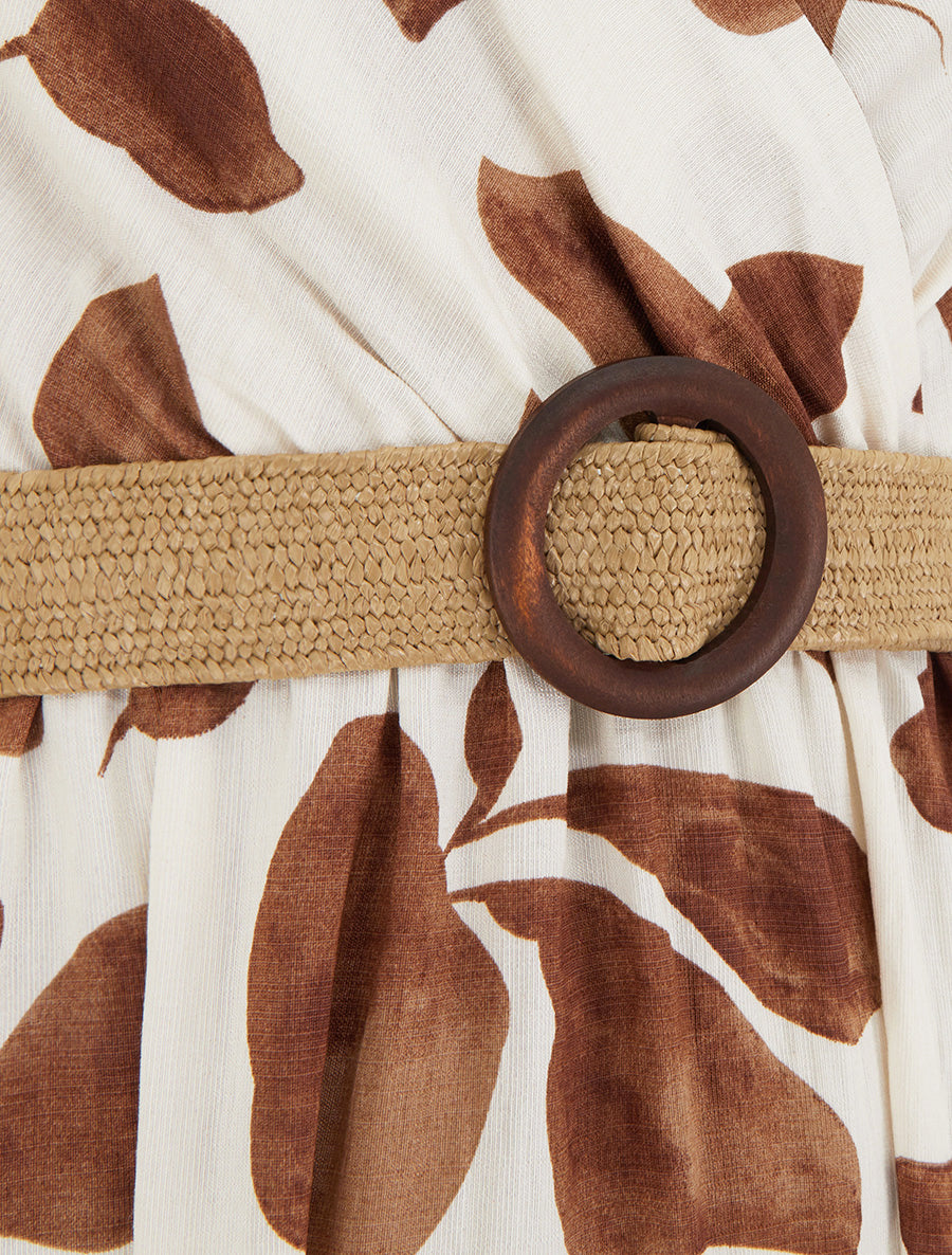 Robe longue évasée imprimé grandes fleurs - Marron - 3