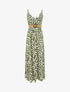 Robe longue évasée imprimé courbes fantaisies - Kaki - 1