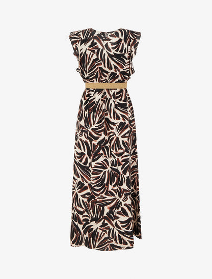 Robe longue imprimé fantaisie à col cache-coeur - Marron - 2