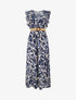 Robe longue imprimé fantaisie à col cache-coeur - Marine - 1