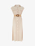 Robe longue unie boutonnée - Beige - 1