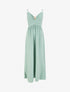 Robe longue unie à col V bijou - Vert d&