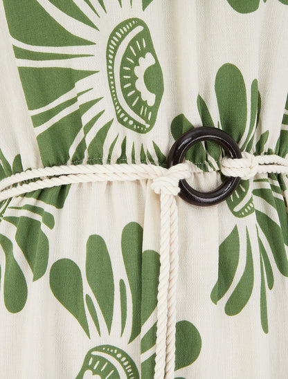 Robe imprimé fantaisie à bretelles en cordelettes - Kaki - 3