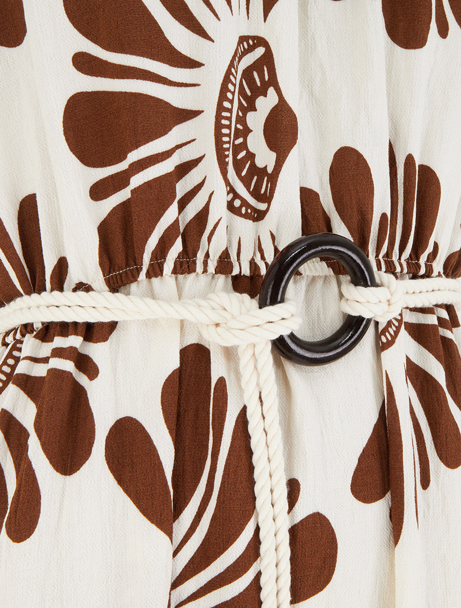 Robe imprimé fantaisie à bretelles en cordelettes - Marron - 3