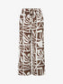 Pantalon élastiqué coupe droite imprimé graphique - Marron - 1